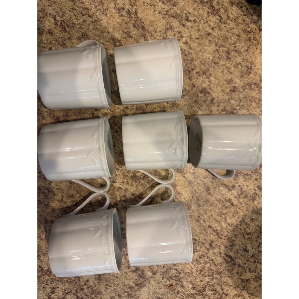 Studio Nova Mugs Whisper White SL004 Fine China Embossed Scalloped Set of 7